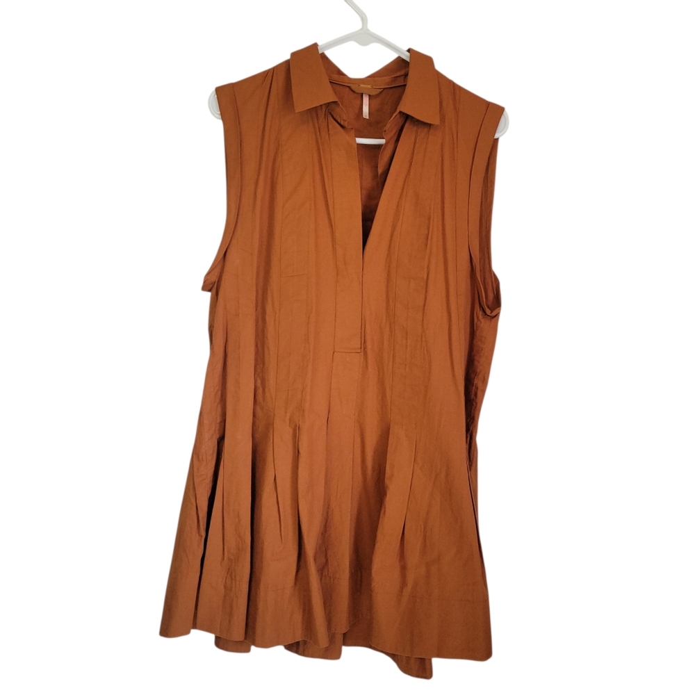 Free People Naomi Mini Dress XS Sienna Pleated Collared Shift Revolve Boho - Picture 6 of 12